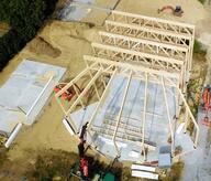 Aerial view wood frame