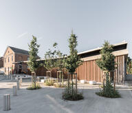 Vue d'ensemble du mur ajouré côté public