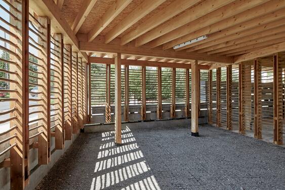 Nature infrastructure - Bike shelter and its willow screen