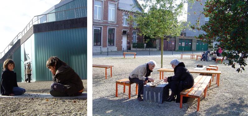 Installation de Domitienne Cuvelier sur la nouvelle place.