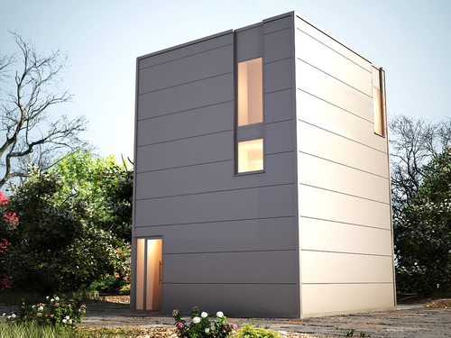 Metal house prototype (low energy consumption).Architect: Luc Spits