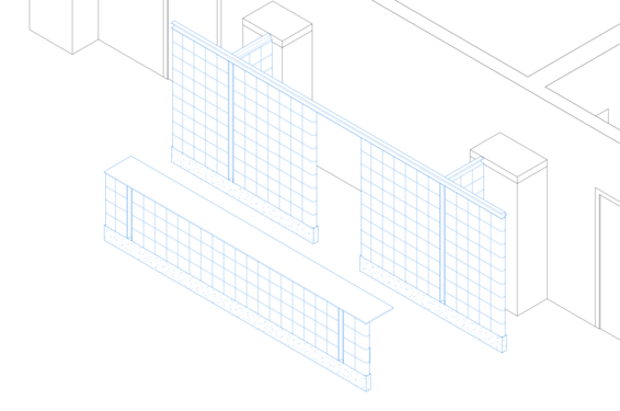 axonométrie du vestiaire