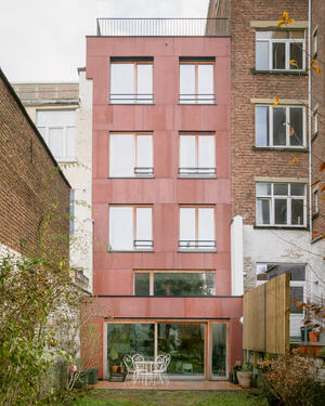FIERLANT - façade jardin - ossature bois, laine de bois, panneaux de Viroc