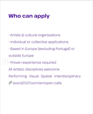 Open call Portugal